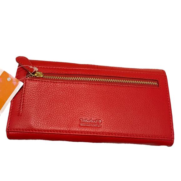 NWT TIMBERLAND Red Genuine Leather Women's Wallet No Flaws PRICE FIRM - Picture 4 of 12